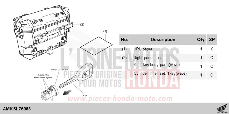KIT,R PANNIER CASE (AL) de Africa Twin DCT PEARL GLARE WHITE (NHB53H) 2024